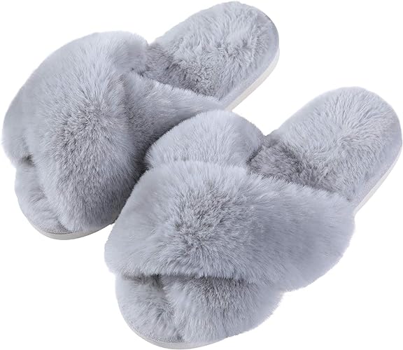 Women's Fuzzy Slippers, House Slippers, Open Toe Slippers Women's Fuzzy Slippers, House Slippers, Open Toe Slippers